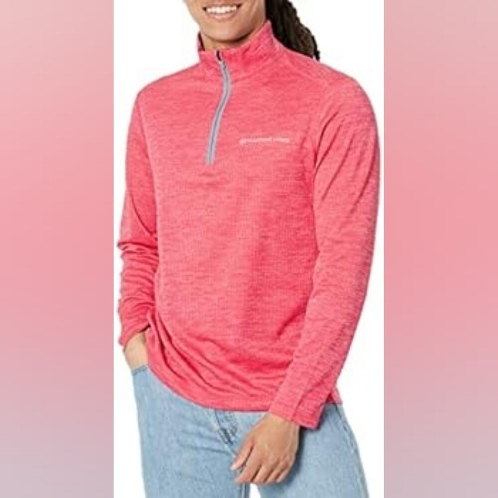 Vineyard Vines Mens Coral Zip-Up Sweater